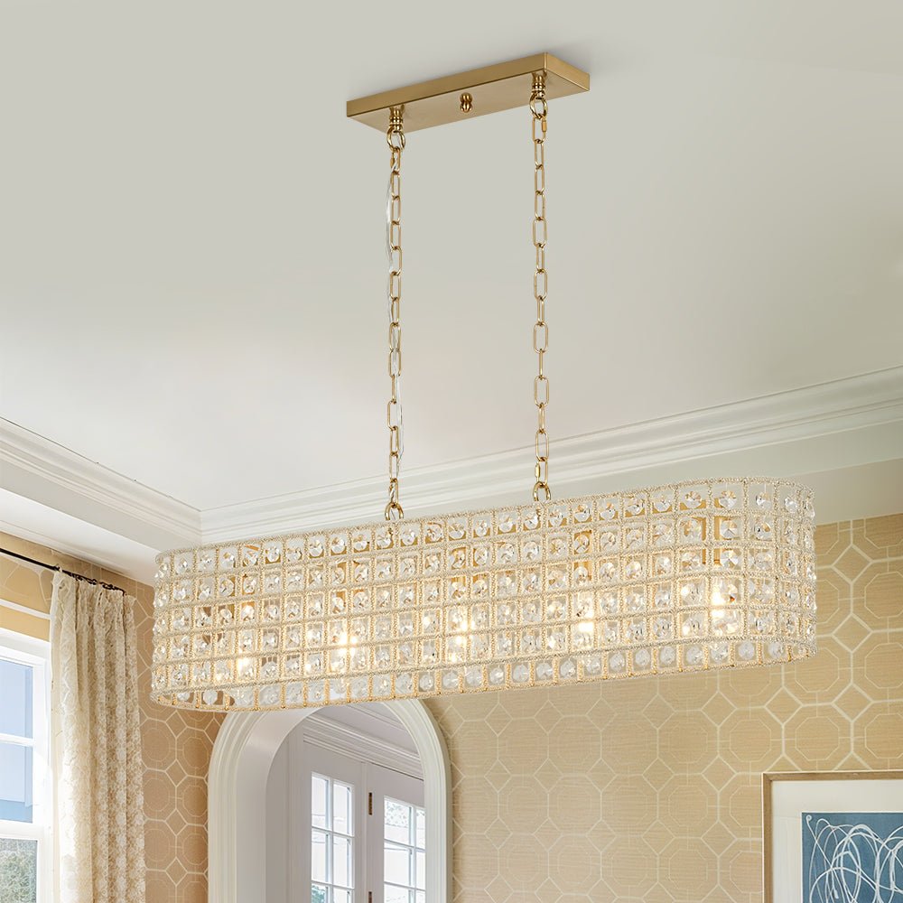 Jarnbruvux Luxe Brass Linear Crystal Chandelier