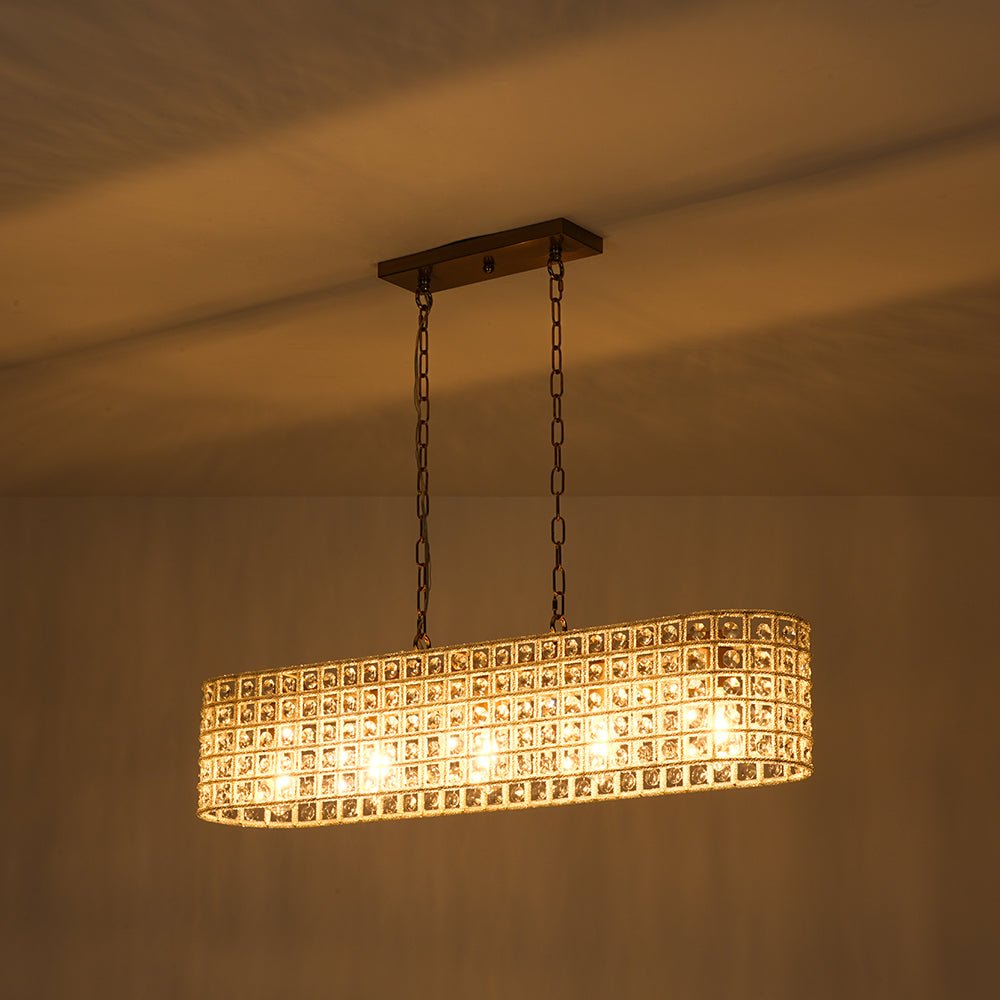 Jarnbruvux Luxe Brass Linear Crystal Chandelier