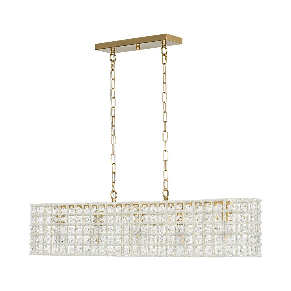 Jarnbruvux Luxe Brass Linear Crystal Chandelier