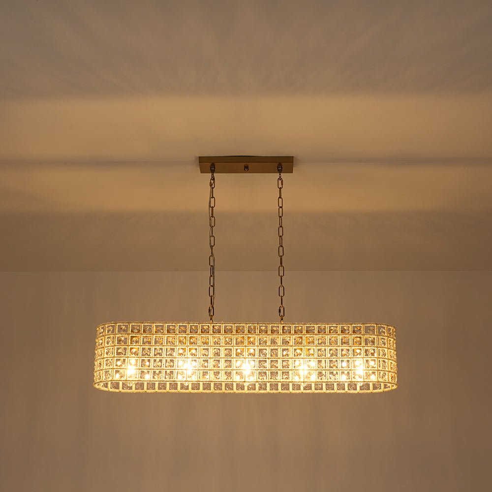 Jarnbruvux Luxe Brass Linear Crystal Chandelier