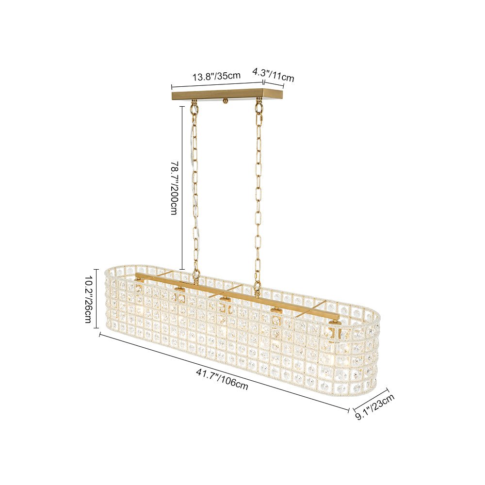 Jarnbruvux Luxe Brass Linear Crystal Chandelier
