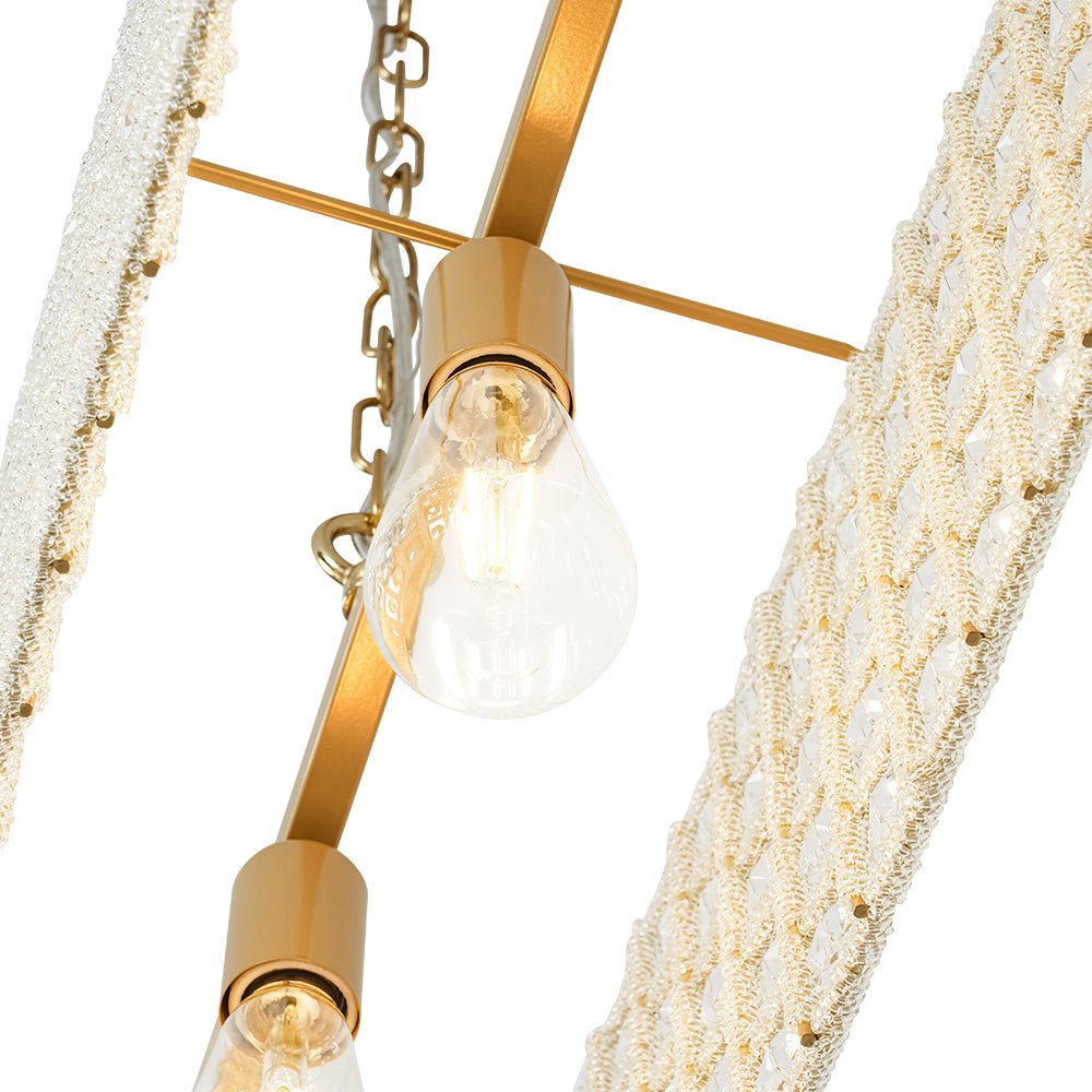 Jarnbruvux Luxe Brass Linear Crystal Chandelier