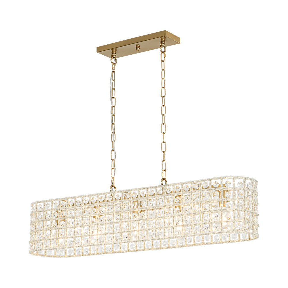 Jarnbruvux Luxe Brass Linear Crystal Chandelier