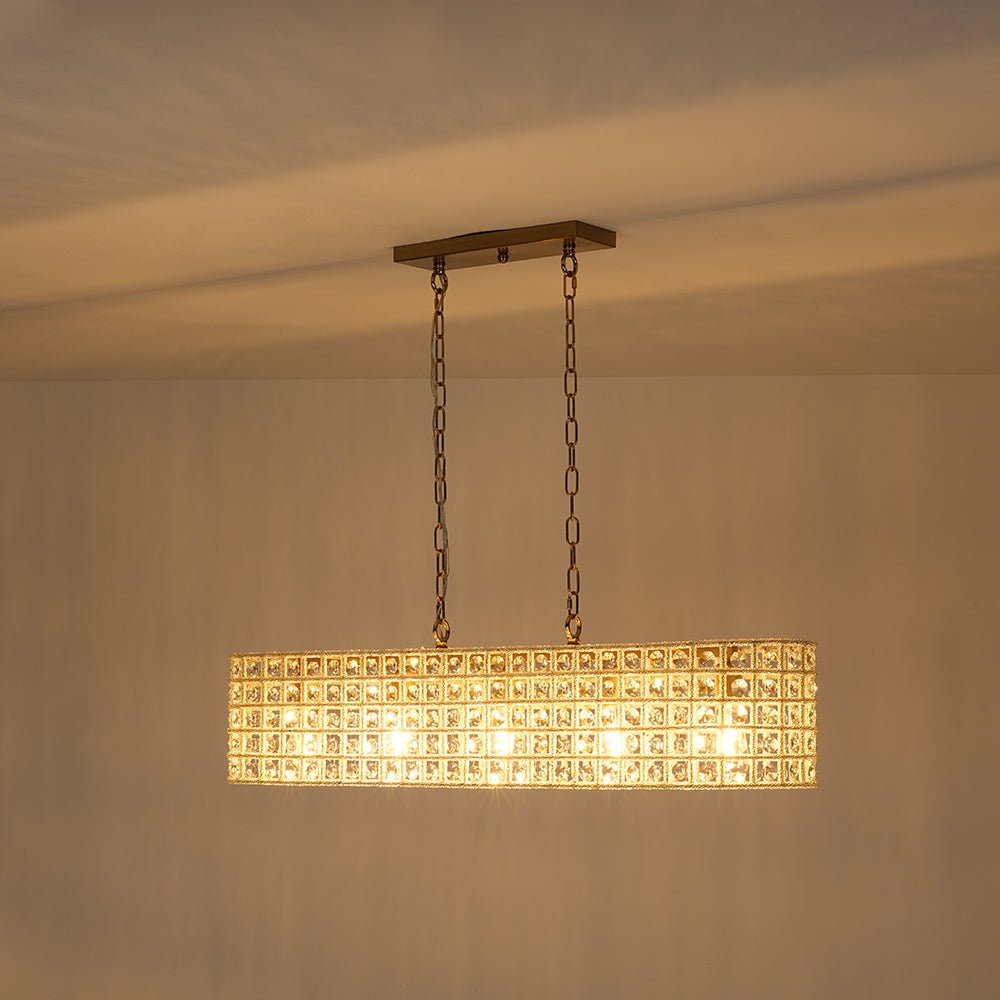Jarnbruvux Luxe Brass Linear Crystal Chandelier