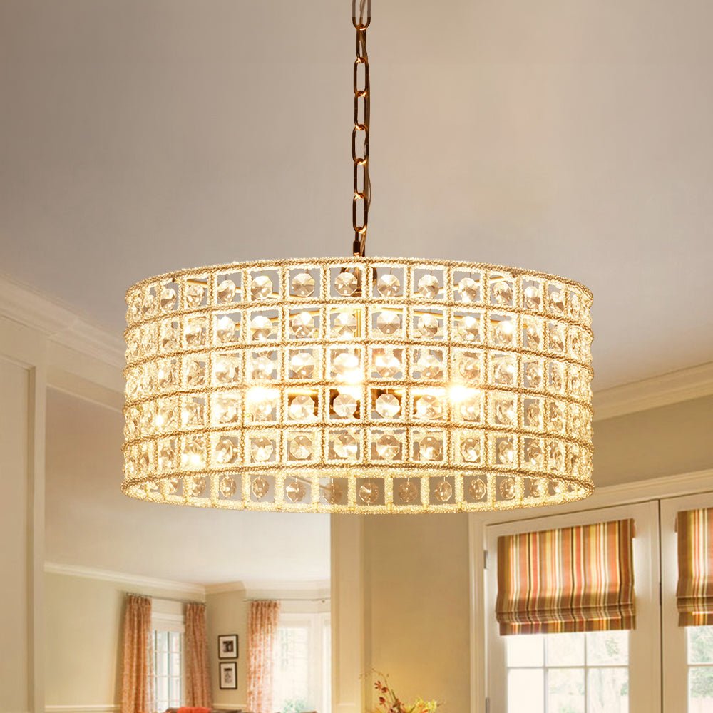 Jarnbruvox Luxury Drum Cage Brass Crystal Chandelier