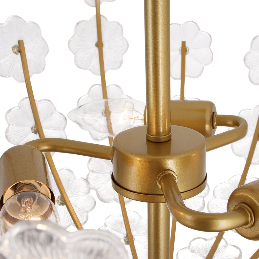 Yrvun Sculpture Brass Bloom Floral Glass Semi Flush Mount Light