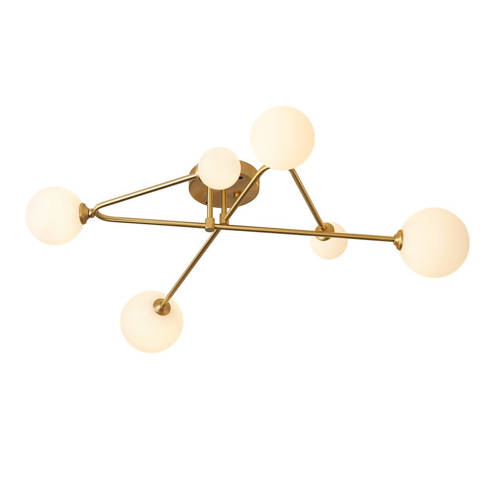 Lysvit Linear Metal Glass Semi Flush Mount Ceiling Light