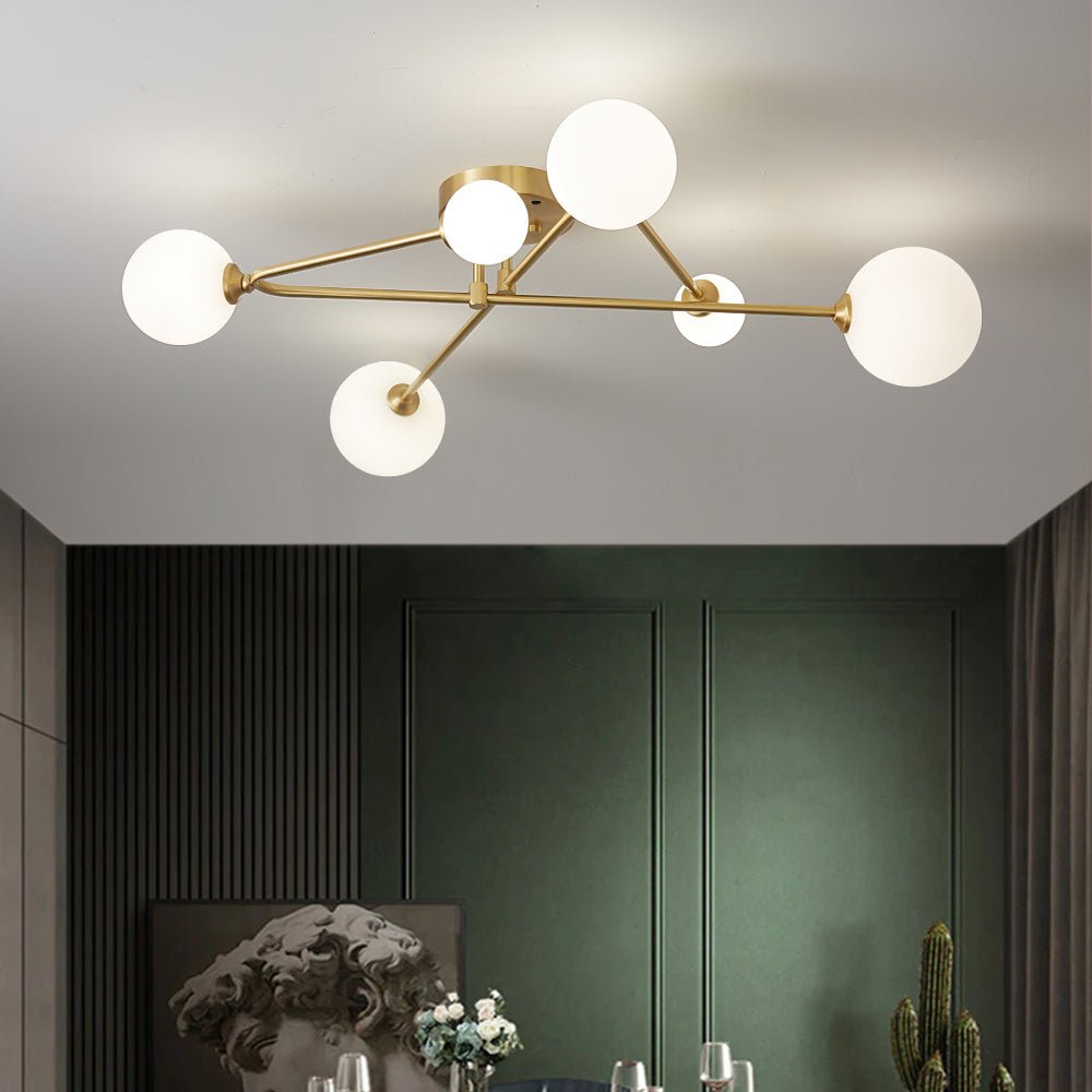 Lysvit Linear Metal Glass Semi Flush Mount Ceiling Light