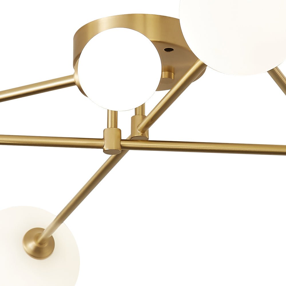 Lysvit Linear Metal Glass Semi Flush Mount Ceiling Light