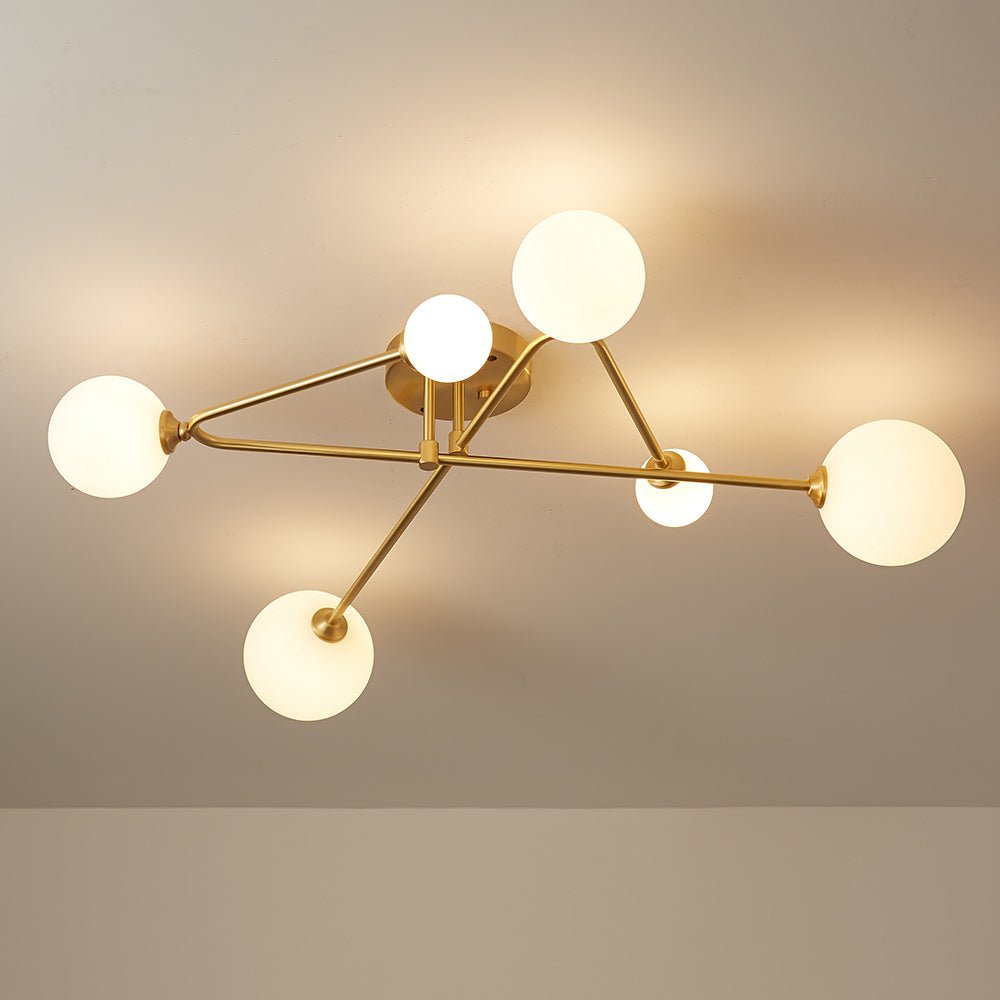 Lysvit Linear Metal Glass Semi Flush Mount Ceiling Light