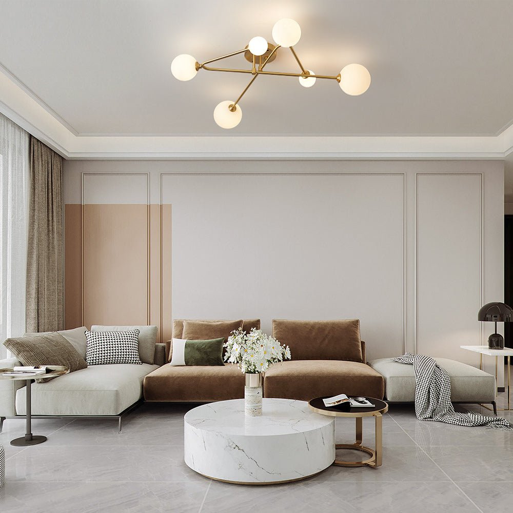 Lysvit Linear Metal Glass Semi Flush Mount Ceiling Light
