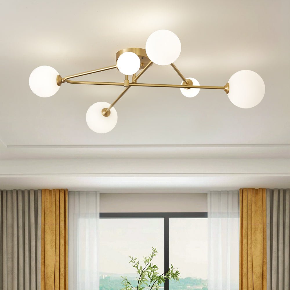 Lysvit Linear Metal Glass Semi Flush Mount Ceiling Light