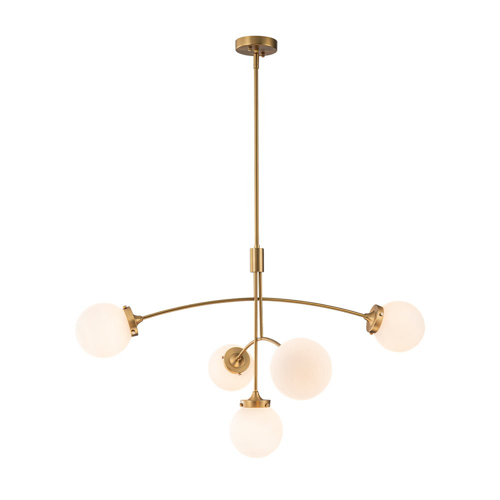 Blikuvum Funky Seesaw Arched Arm Globe Glass Semi Flush Chandelier