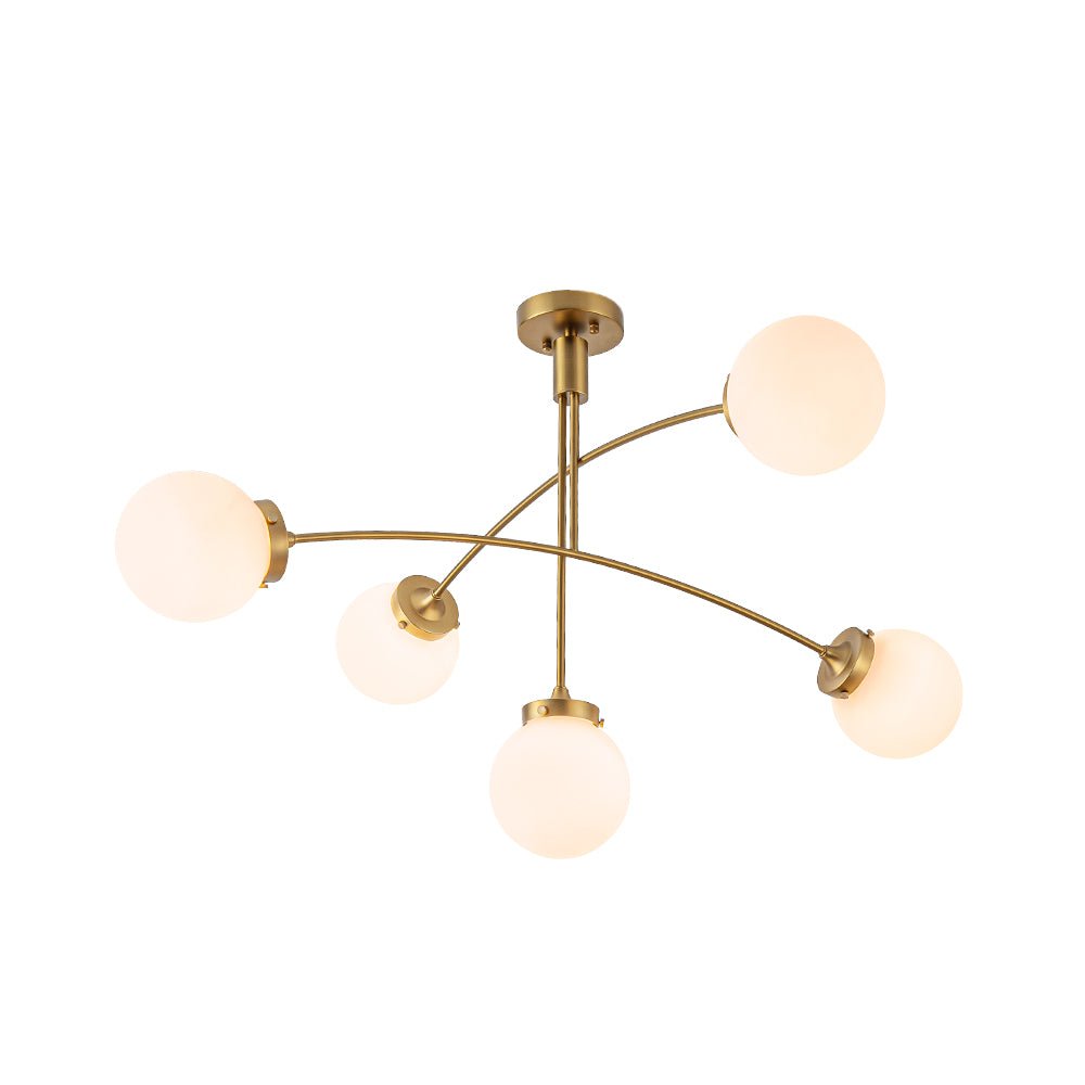 Blikuvum Funky Seesaw Arched Arm Globe Glass Semi Flush Chandelier
