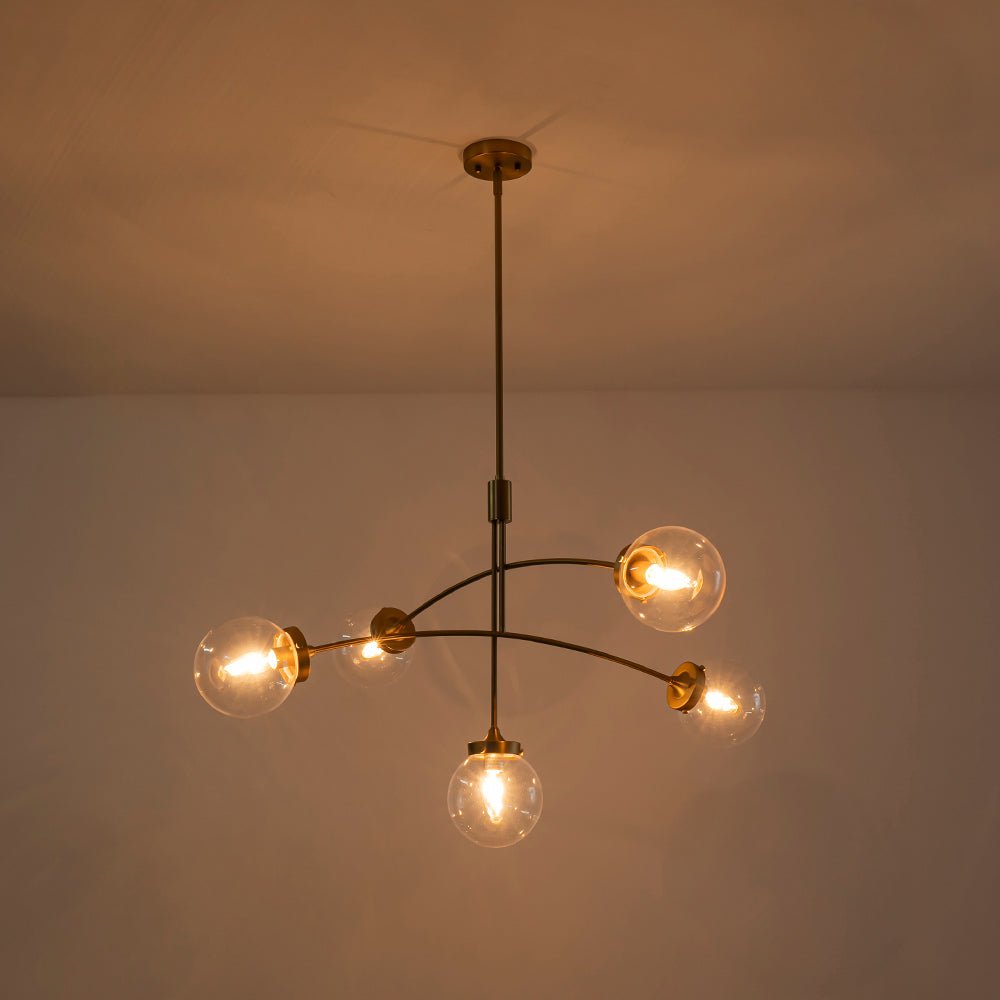 Blikuvum Funky Seesaw Arched Arm Globe Glass Semi Flush Chandelier