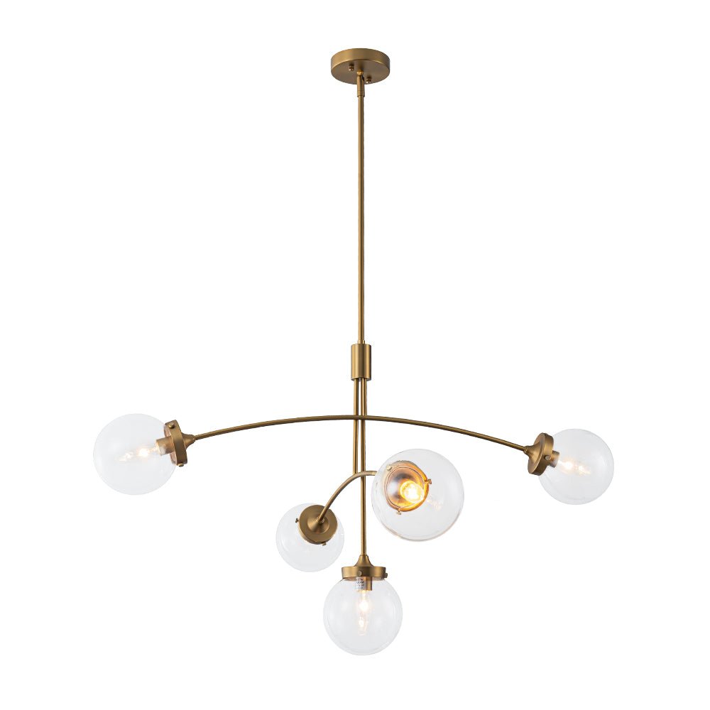 Blikuvum Funky Seesaw Arched Arm Globe Glass Semi Flush Chandelier