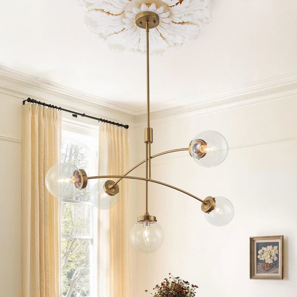 Blikuvum Funky Seesaw Arched Arm Globe Glass Semi Flush Chandelier