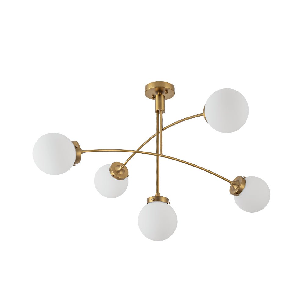 Blikuvum Funky Seesaw Arched Arm Globe Glass Semi Flush Chandelier