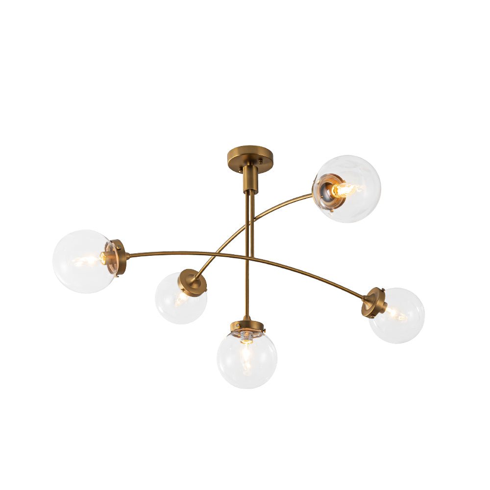 Blikuvum Funky Seesaw Arched Arm Globe Glass Semi Flush Chandelier