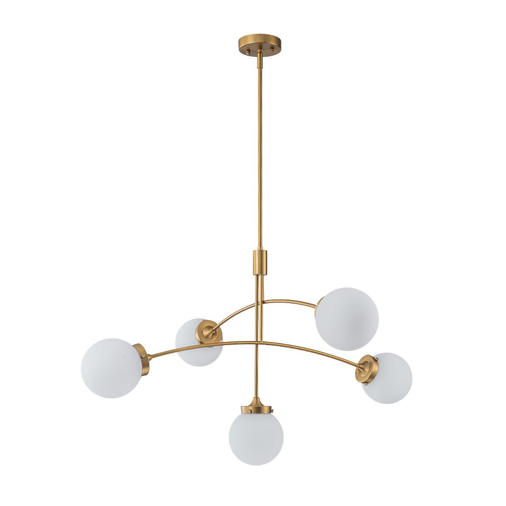 Blikuvum Funky Seesaw Arched Arm Globe Glass Semi Flush Chandelier