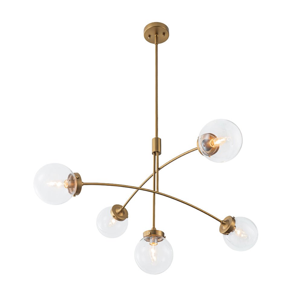 Blikuvum Funky Seesaw Arched Arm Globe Glass Semi Flush Chandelier