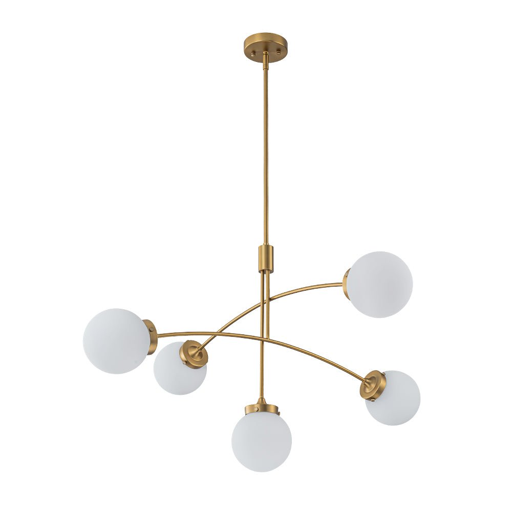 Blikuvum Funky Seesaw Arched Arm Globe Glass Semi Flush Chandelier