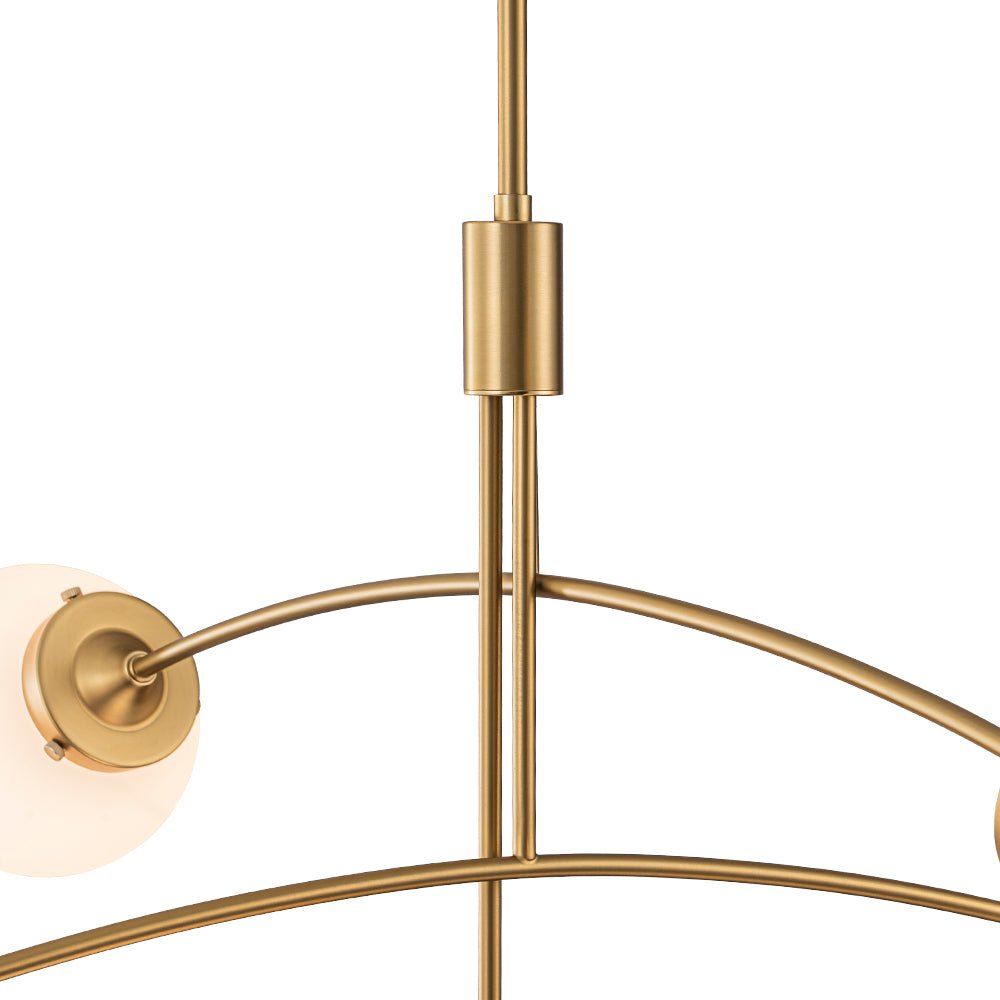 Blikuvum Funky Seesaw Arched Arm Globe Glass Semi Flush Chandelier