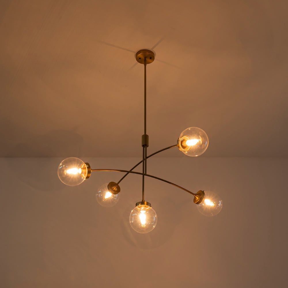 Blikuvum Funky Seesaw Arched Arm Globe Glass Semi Flush Chandelier