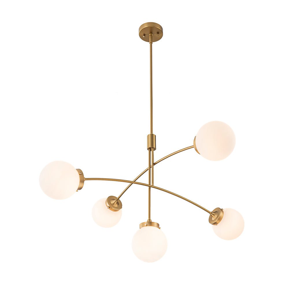 Blikuvum Funky Seesaw Arched Arm Globe Glass Semi Flush Chandelier