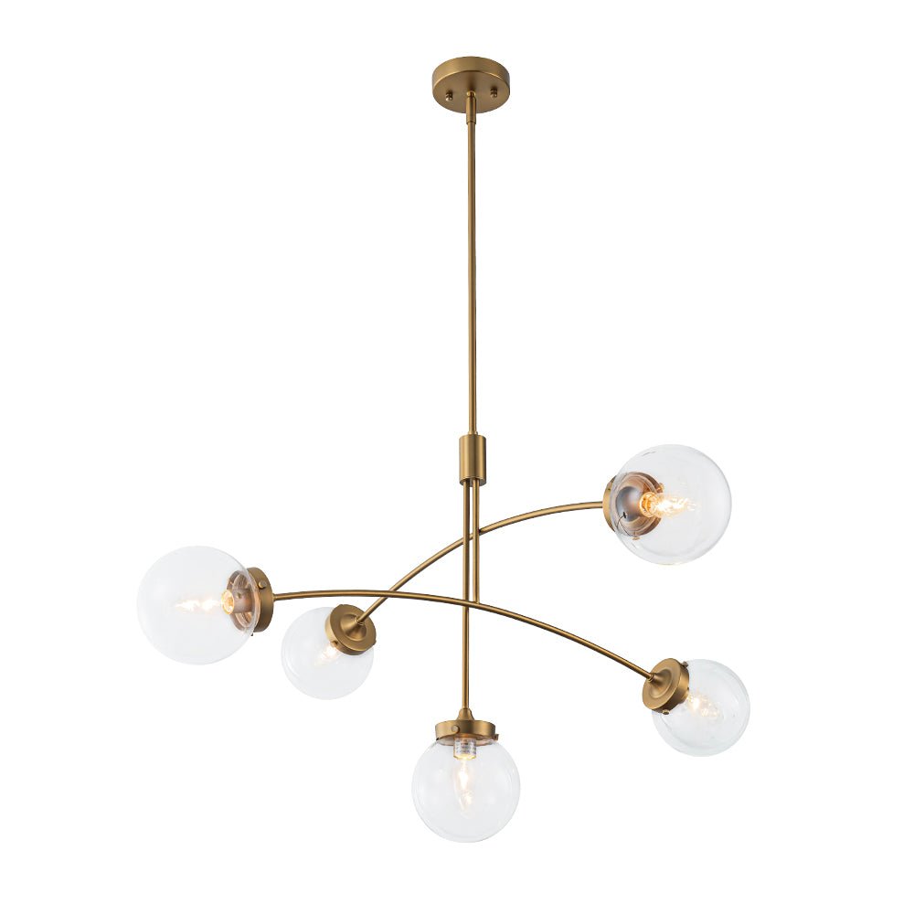 Blikuvum Funky Seesaw Arched Arm Globe Glass Semi Flush Chandelier