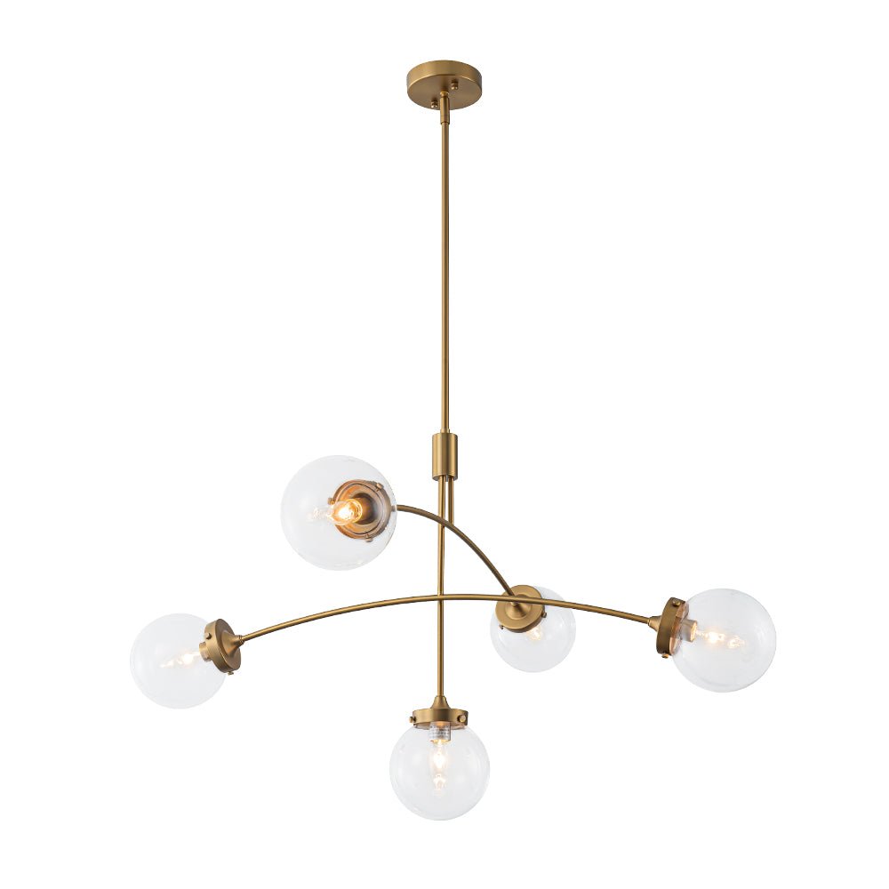 Blikuvum Funky Seesaw Arched Arm Globe Glass Semi Flush Chandelier