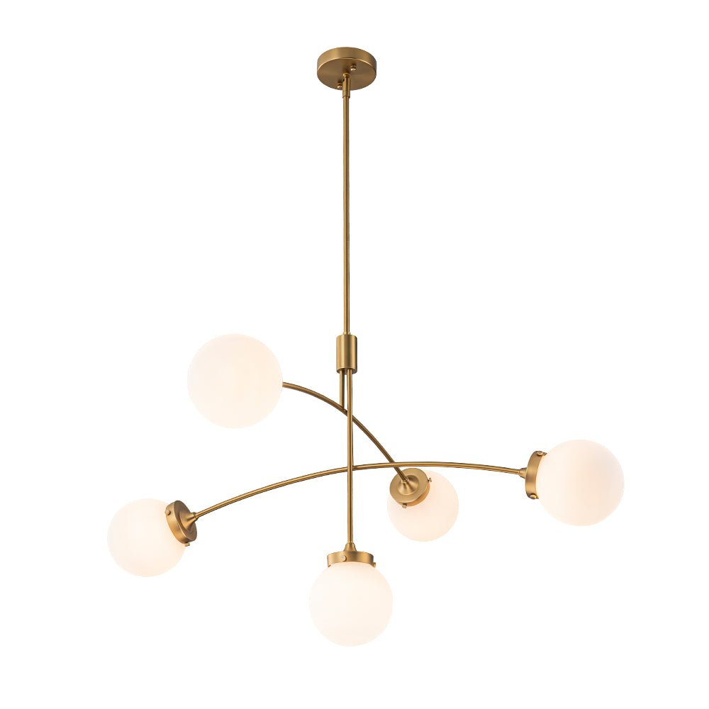 Blikuvum Funky Seesaw Arched Arm Globe Glass Semi Flush Chandelier