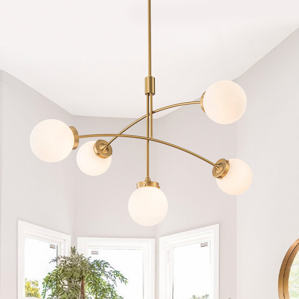 Blikuvum Funky Seesaw Arched Arm Globe Glass Semi Flush Chandelier