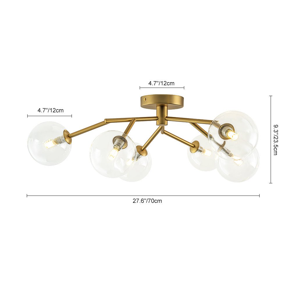 Norduva Funky Branch Style Glass Semi Flush Mount Ceiling Light