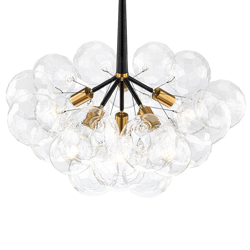 Alvuvum Funky Cluster Faceted Clear Glass Chandelier - Lamp Copper
