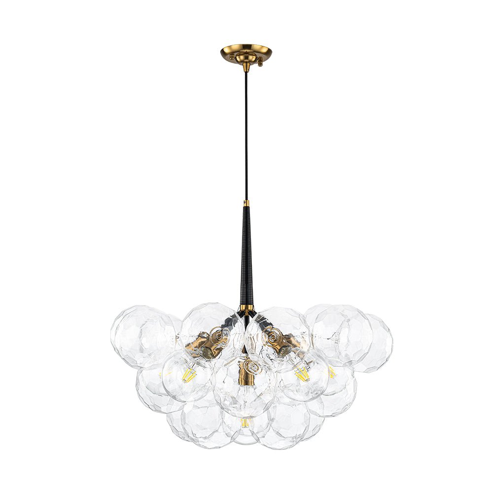 Alvuvum Funky Cluster Faceted Clear Glass Chandelier - Lamp Copper