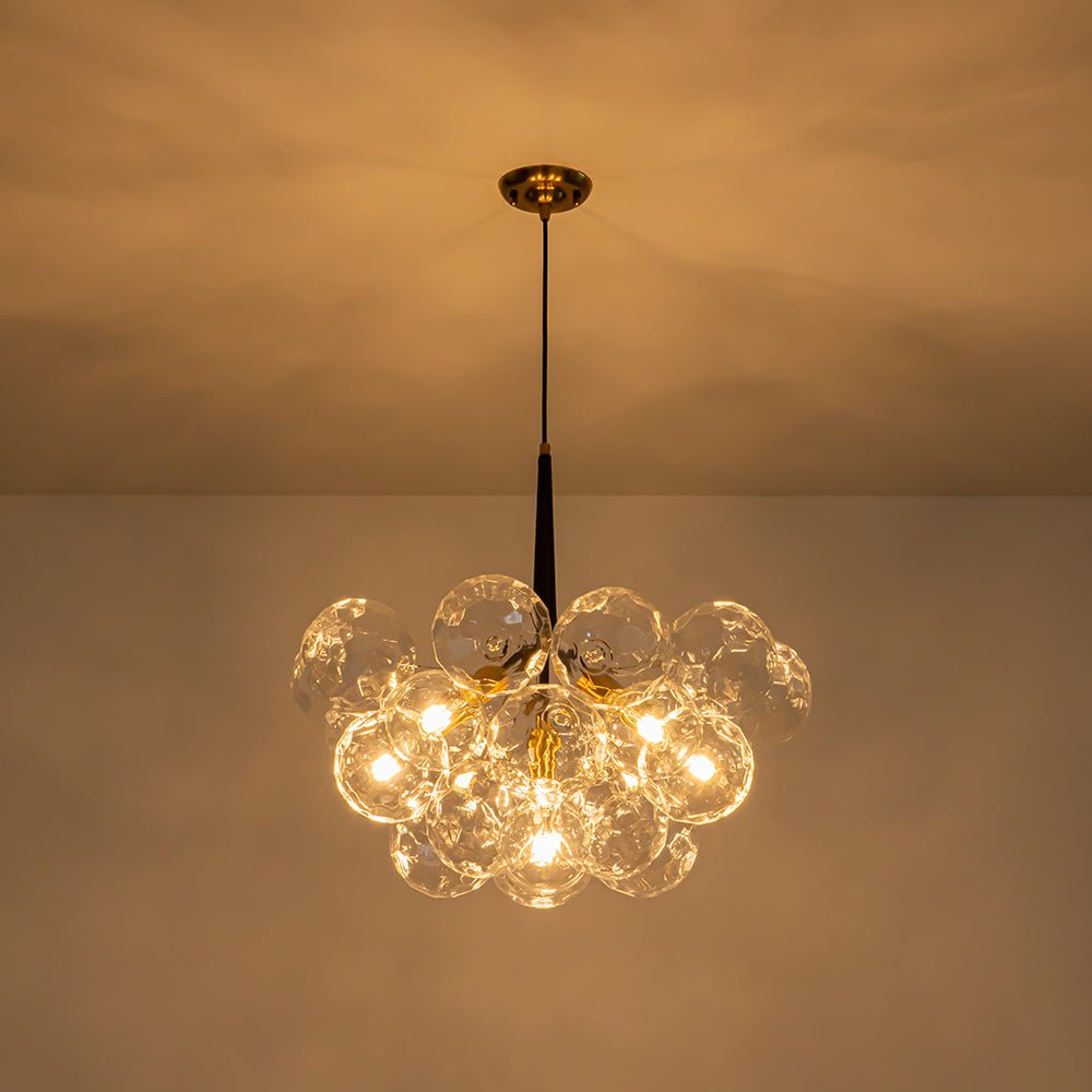 Alvuvum Funky Cluster Faceted Clear Glass Chandelier - Lamp Copper
