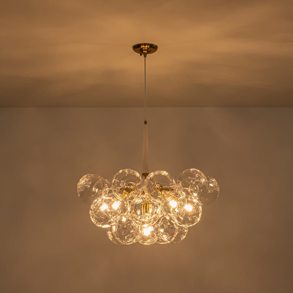 Alvuvum Funky Cluster Faceted Clear Glass Chandelier - Lamp Copper