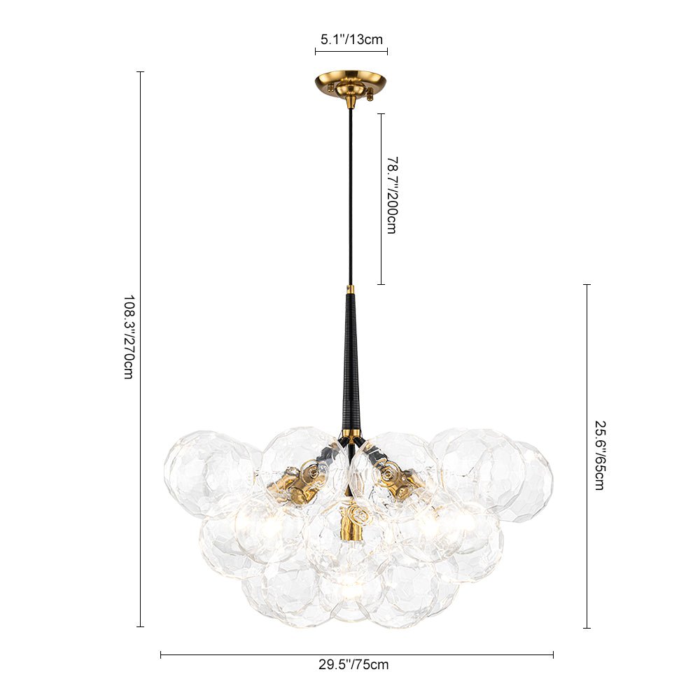 Alvuvum Funky Cluster Faceted Clear Glass Chandelier - Lamp Copper