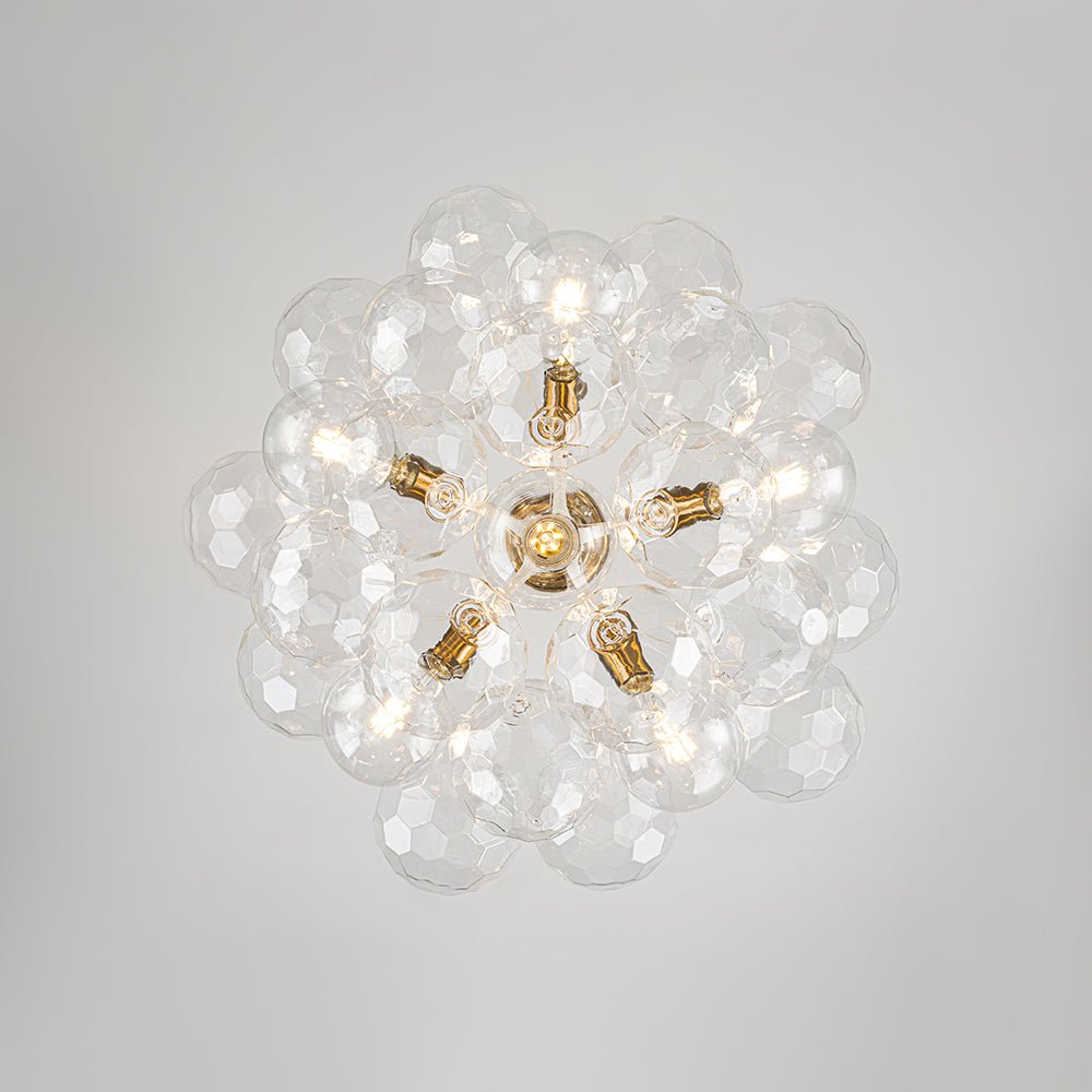 Alvuvum Funky Cluster Faceted Clear Glass Chandelier - Lamp Copper