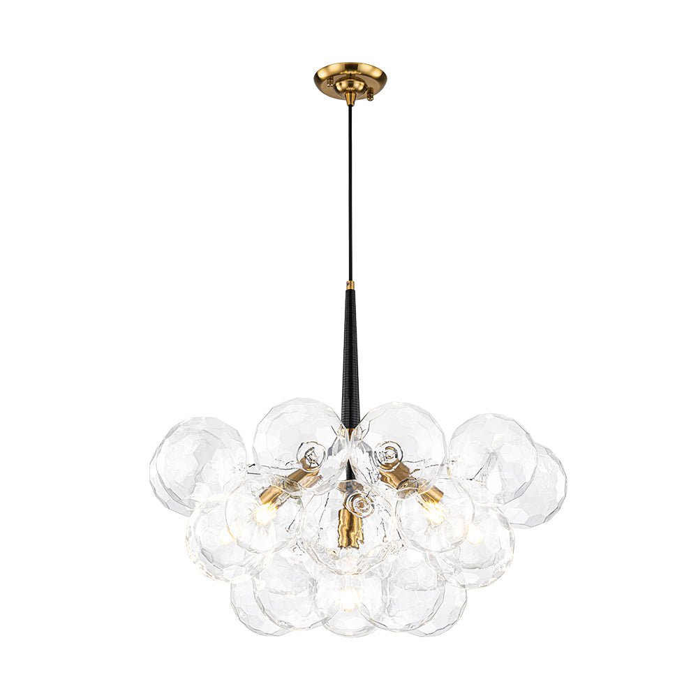 Alvuvum Funky Cluster Faceted Clear Glass Chandelier - Lamp Copper