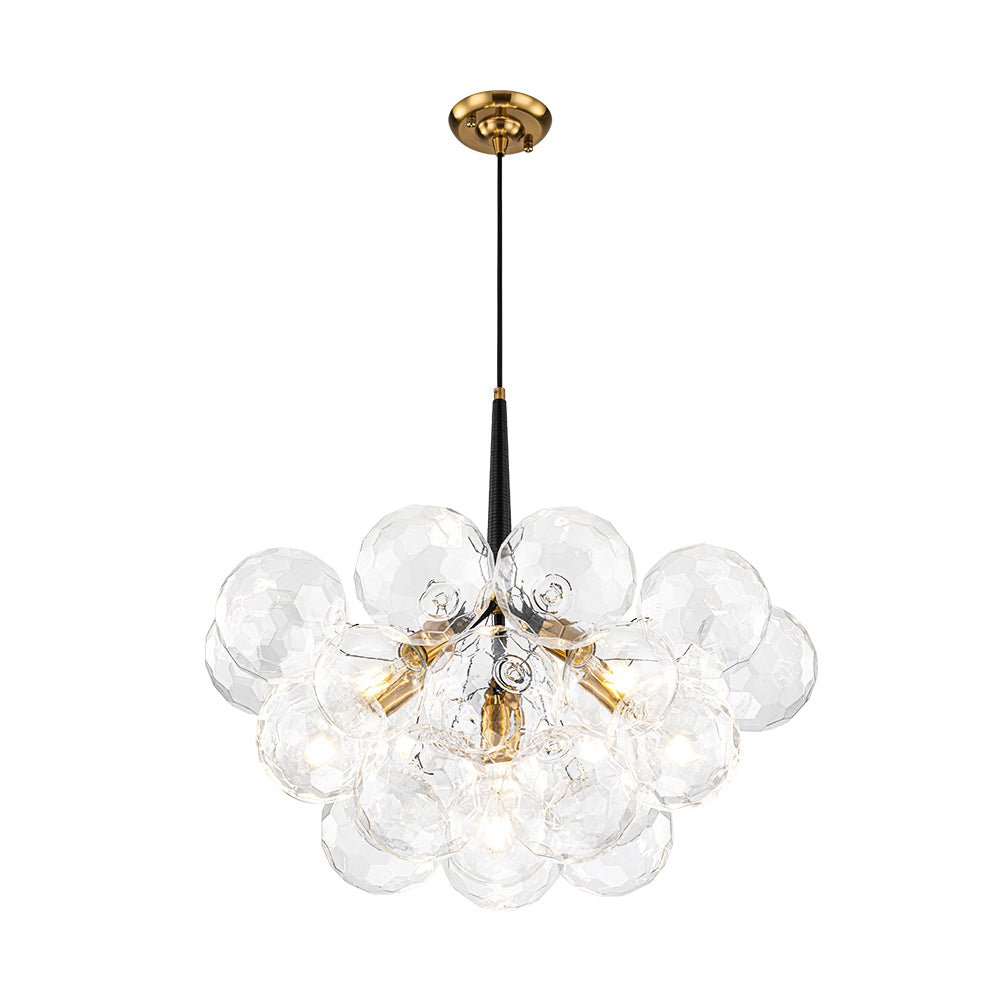 Alvuvum Funky Cluster Faceted Clear Glass Chandelier - Lamp Copper