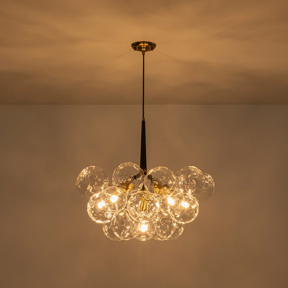 Alvuvum Funky Cluster Faceted Clear Glass Chandelier - Lamp Copper