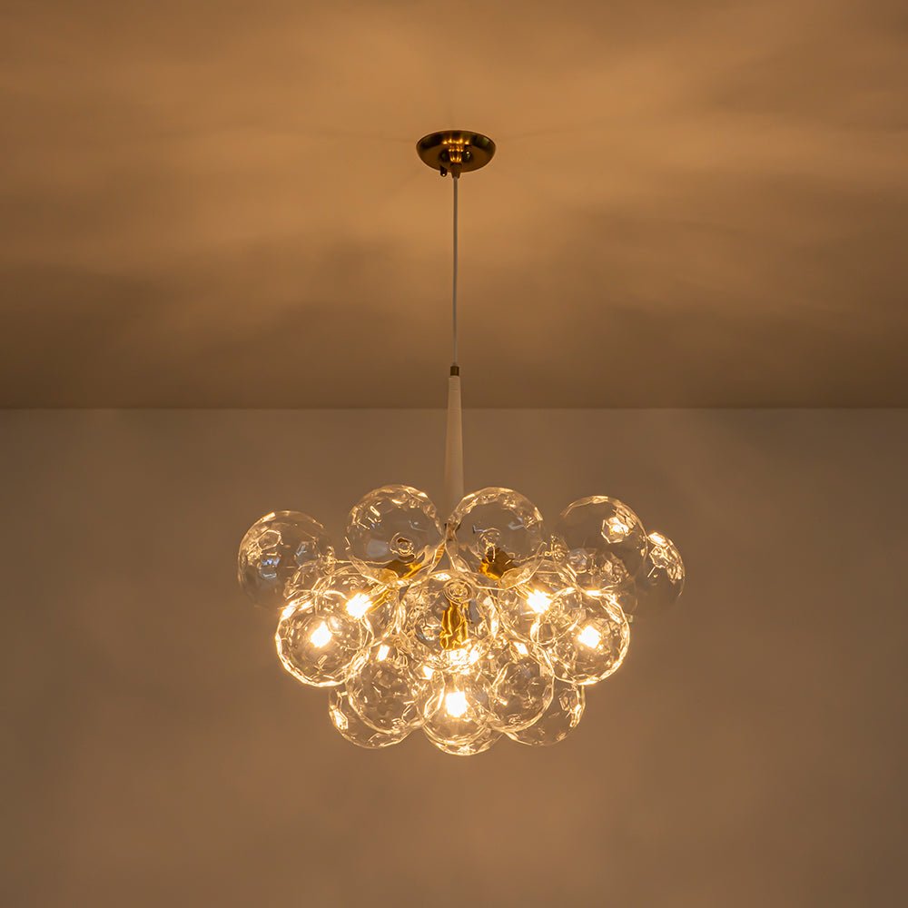 Alvuvum Funky Cluster Faceted Clear Glass Chandelier - Lamp Copper