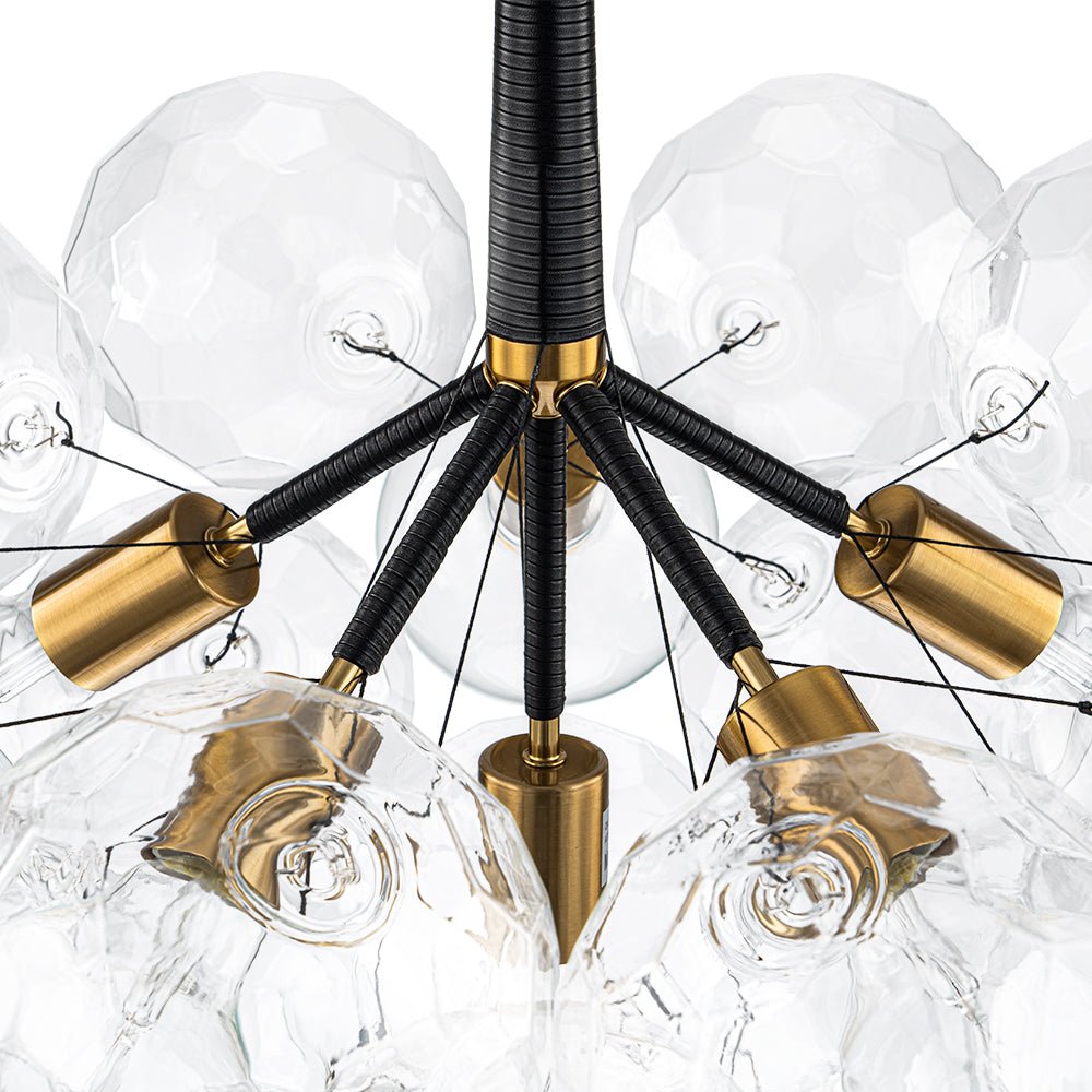 Alvuvum Funky Cluster Faceted Clear Glass Chandelier - Lamp Copper