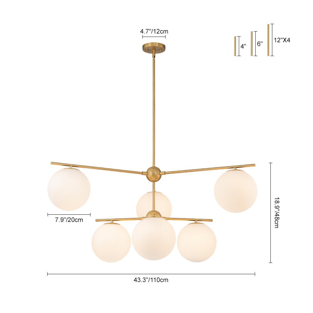 Ildvuva Funky Linear Sputnik Globe Tier Bubble Opal Glass Chandelier
