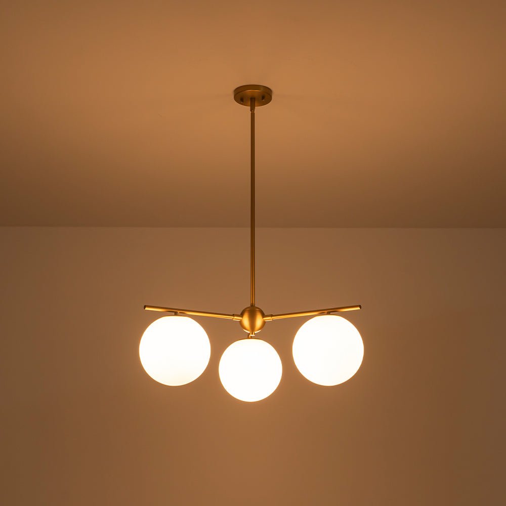 Ildvuva Funky Linear Sputnik Globe Tier Bubble Opal Glass Chandelier