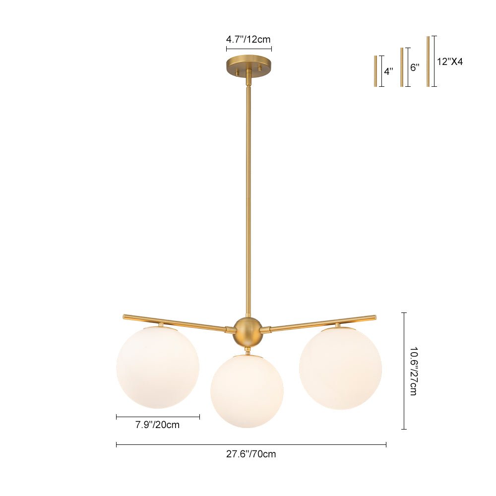 Ildvuva Funky Linear Sputnik Globe Tier Bubble Opal Glass Chandelier
