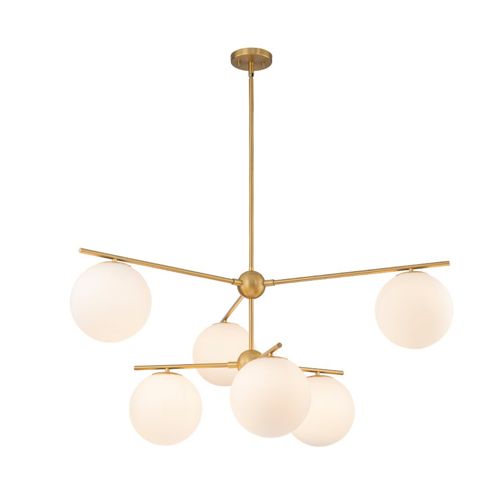 Ildvuva Funky Linear Sputnik Globe Tier Bubble Opal Glass Chandelier