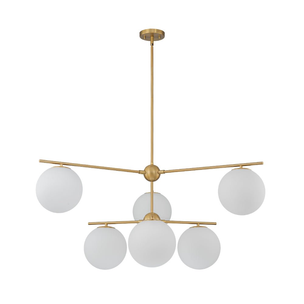 Ildvuva Funky Linear Sputnik Globe Tier Bubble Opal Glass Chandelier